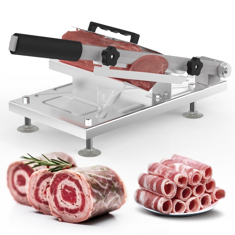 Manual Frozen Meat Slicer for Hot Pot Upgraded Stainless Steel Meat Cutter for Beef Mutton Pork Roll Food Slicer Machine for Shabu Shabu BBQ Sandwiches KBBQ Home Cooking