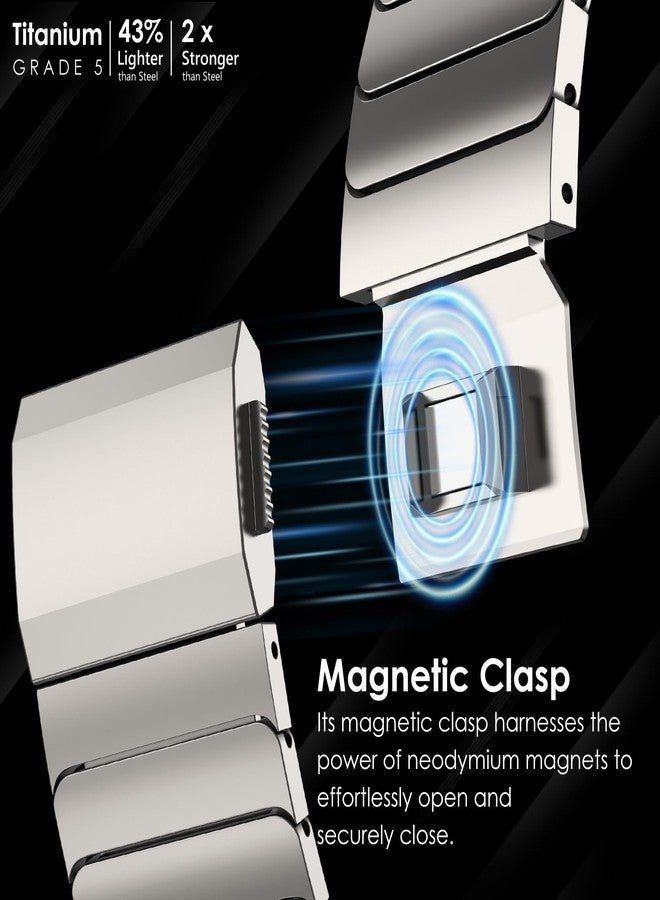 CHANCHY Titanium Band Compatible with Apple Watch Ultra 3/2/1 Band 49mm 46mm 45mm 44mm, Metal Strap with Magnetic Clasp for Apple Watch Series 11 10 9 8 7 6 5 4 3 2 1 SE3 Men Women, Titanium Edition - Image 3