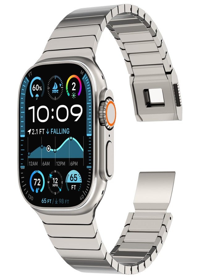 CHANCHY Titanium Band Compatible with Apple Watch Ultra 3/2/1 Band 49mm 46mm 45mm 44mm, Metal Strap with Magnetic Clasp for Apple Watch Series 11 10 9 8 7 6 5 4 3 2 1 SE3 Men Women, Titanium Edition - Image 1