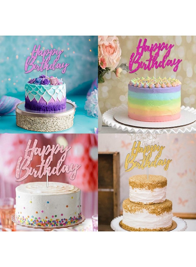 BEISHIDA Happy Birthday Cake Topper - Hot Pink Glitter Birthday Cake Decoration for Girl's Women's Birthday 18th 30th 40th Birthday Cake Topper Birthday Party Photo Booth Props - Image 5