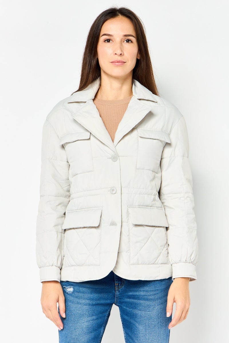 Andrew Marc Women Quilted Puffer Jacket, Pale Grey - Image 1