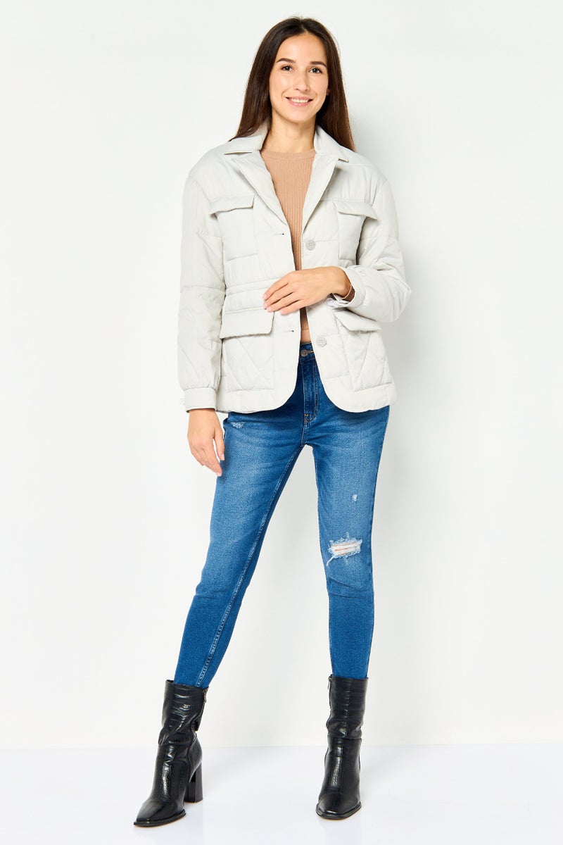 Andrew Marc Women Quilted Puffer Jacket, Pale Grey - Image 2