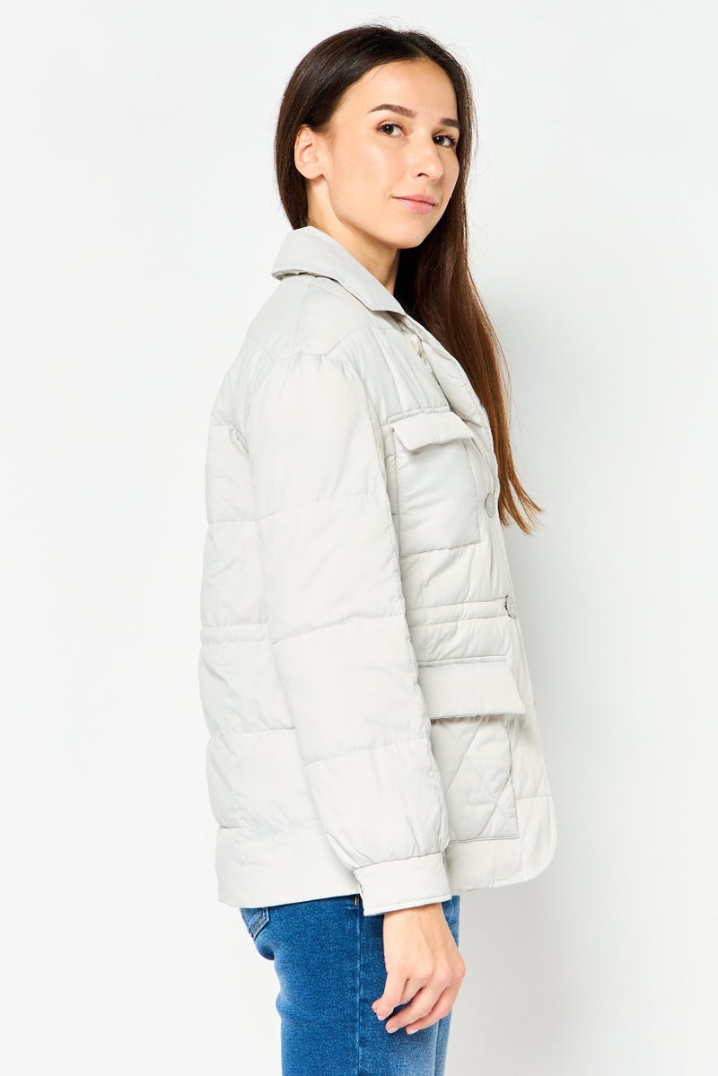 Andrew Marc Women Quilted Puffer Jacket, Pale Grey - Image 3