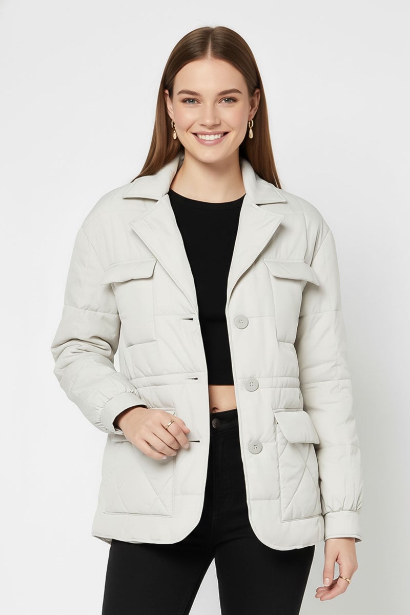 Andrew Marc Women Quilted Puffer Jacket, Pale Grey - Image 1