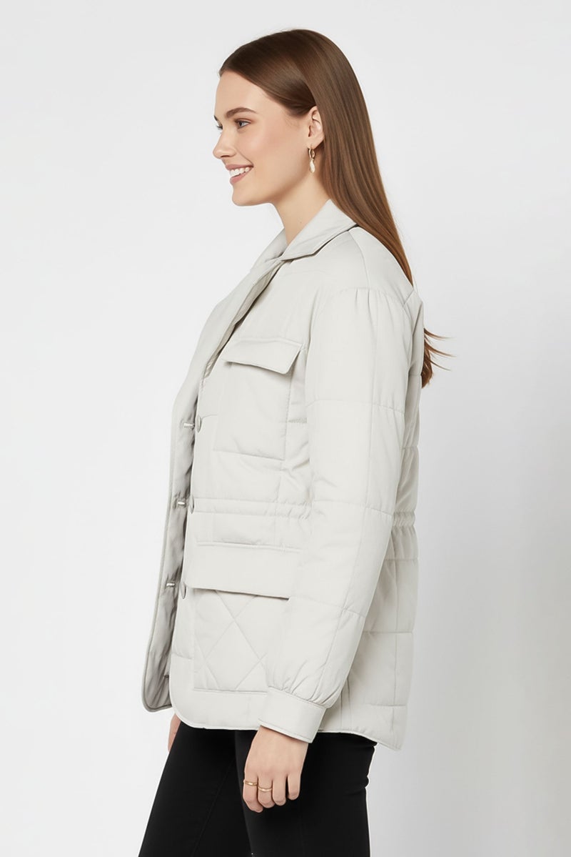 Andrew Marc Women Quilted Puffer Jacket, Pale Grey - Image 3