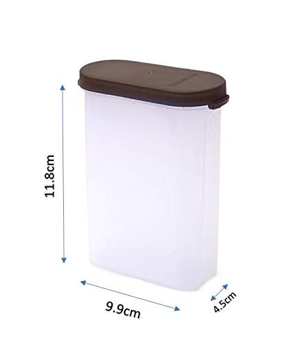 Mahaware 12-Piece Modular Mini Oval Food Container Set (275ml) – Airtight Kitchen Storage Box for Spices & Masala; Durable Brown Plastic Jars for Dry Items & Pantry Organization - Image 5