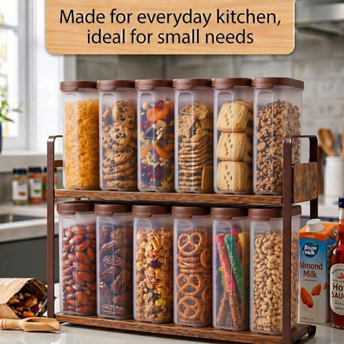 Mahaware 12-Piece Modular Mini Oval Food Container Set (275ml) – Airtight Kitchen Storage Box for Spices & Masala; Durable Brown Plastic Jars for Dry Items & Pantry Organization - Image 2