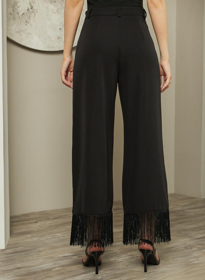 ستايلي بنطلون واسع الساق محبوك بتفاصيل شراشيب من ستايلي - Image 4