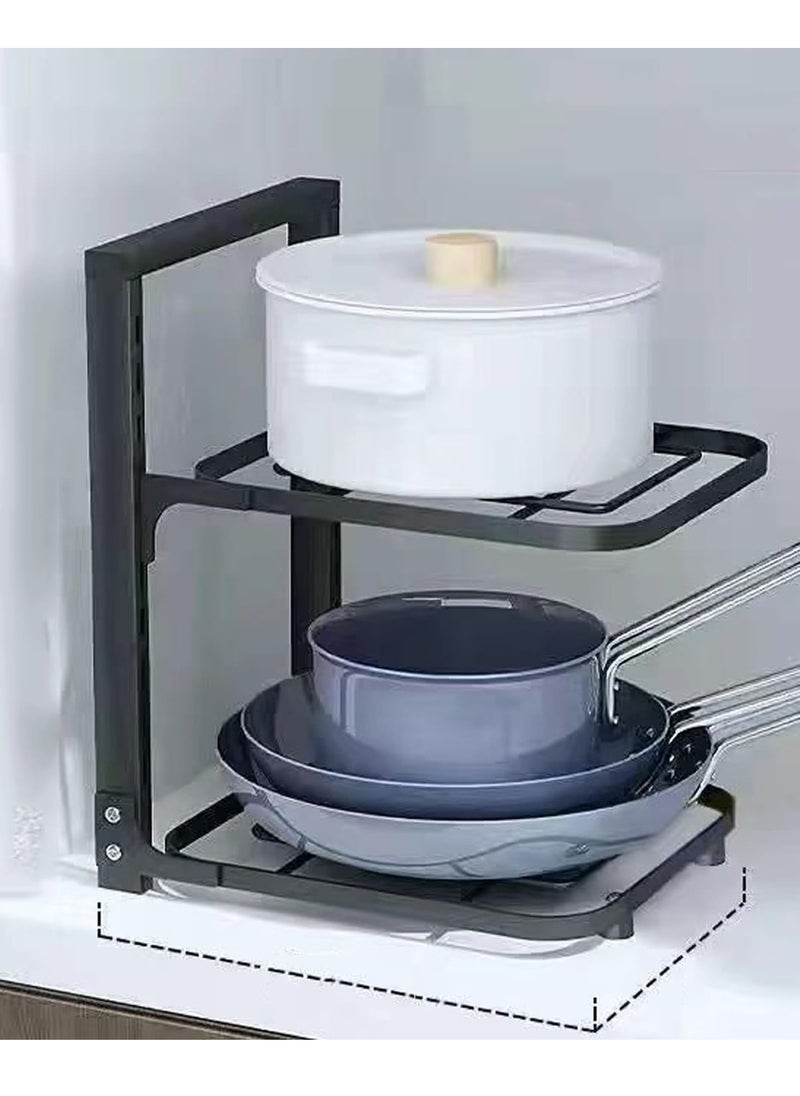 TYCOM - Pots and Pans Organizer for Cabinet,Kitchen Organizer and Storage Rack,Space Saving Stand with Adjustable Dividers,2 Layer With Iron Wire Black. - Image 1