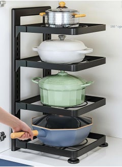 TYCOM Pots and Pans Organizer for Cabinet,Kitchen Organizer and Storage Rack,Space Saving Stand with Adjustable Dividers,2 Layer With Iron Wire Black.  - Image 3