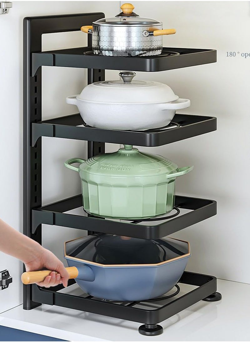 TYCOM - Pots and Pans Organizer for Cabinet,Kitchen Organizer and Storage Rack,Space Saving Stand with Adjustable Dividers,2 Layer With Iron Wire Black. - Image 1