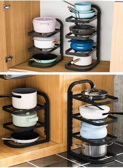 TYCOM Pots and Pans Organizer for Cabinet,Kitchen Organizer and Storage Rack,Space Saving Stand with Adjustable Dividers,2 Layer With Iron Wire Black.  - Image 5