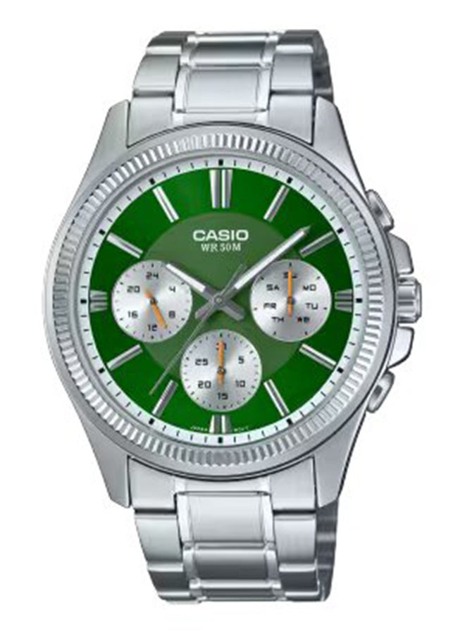 CASIO ساعة يد ستانلس ستيل أنالوج دائرية الشكل للرجال MTP-1375D-3AVDF - 42 ملم