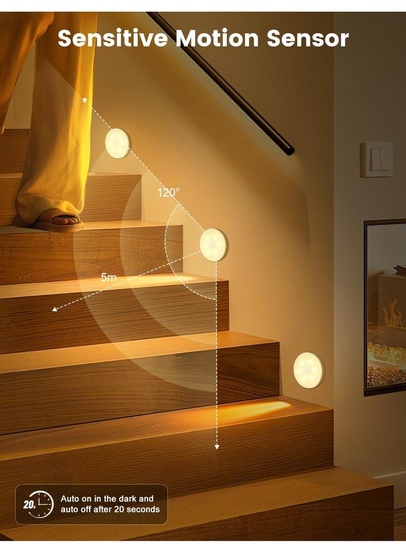 CMGTYYD. 4 حزمة أضواء استشعار الحركة في الداخل ، ضوء الليل القابل لإعادة الشحن USB ، أوضاع التلقائي / على / إيقاف ، دافئ / بارد أبيض ، عصا قابلة للتخفيف على أضواء الدرج لخزانة الملابس ، غرفة النوم ، المطبخ ، الممر ، الخزانة ، الممرات - Image 2