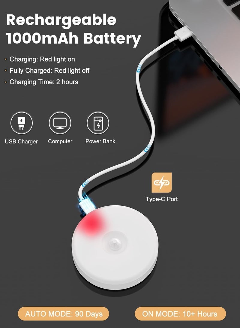 CMGTYYD. 4 حزمة أضواء استشعار الحركة في الداخل ، ضوء الليل القابل لإعادة الشحن USB ، أوضاع التلقائي / على / إيقاف ، دافئ / بارد أبيض ، عصا قابلة للتخفيف على أضواء الدرج لخزانة الملابس ، غرفة النوم ، المطبخ ، الممر ، الخزانة ، الممرات - Image 5