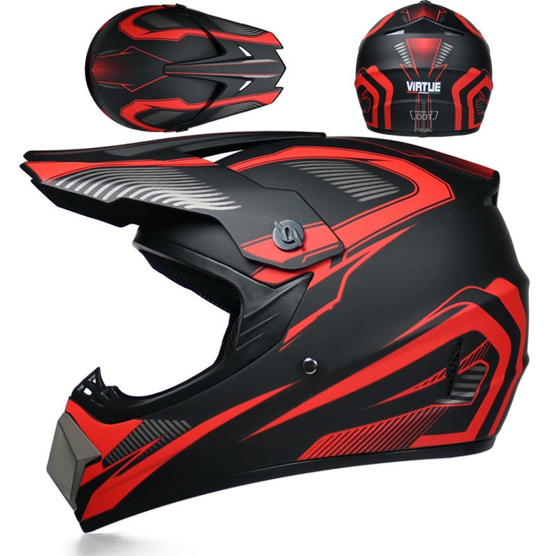 Generic Lightweight Off-Road Motorcycle Helmet with Visor Red track 