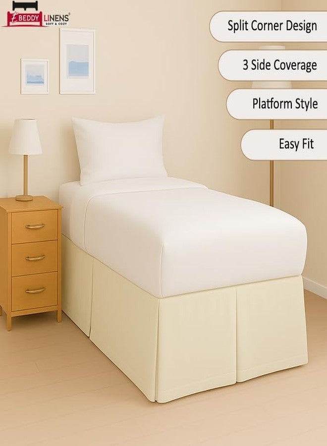 eBeddy Linens Split Corner Dorm Bed Skirt Twin XL - 36 Inch Drop, 100% Cotton, Extra Long Bed Skirt for College Dorm, Platform Style, Ivory Solid, Hidden Storage Solution, Easy Fit - Image 2