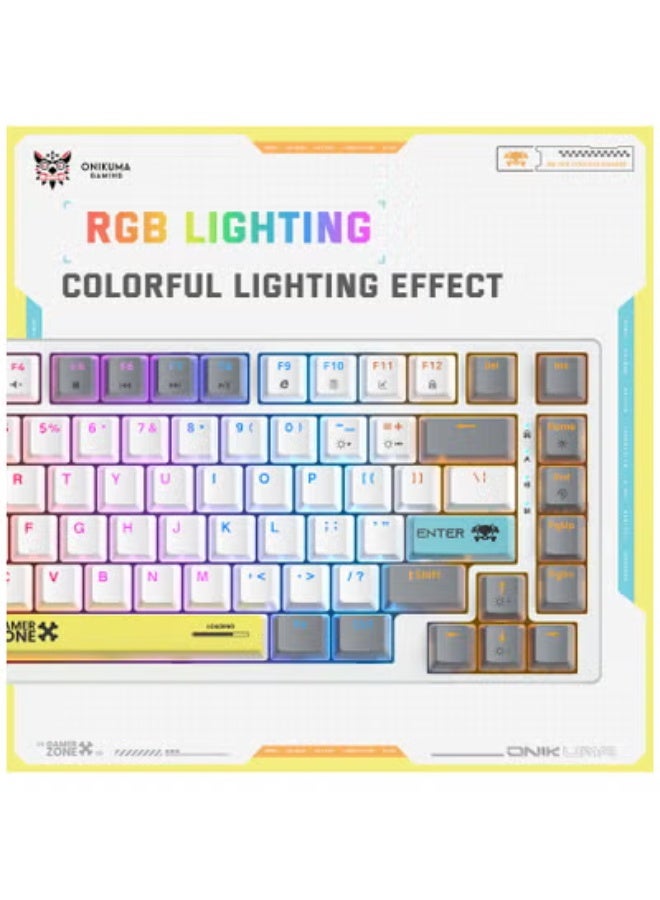 onikuma G58 Gaming Keyboard 75% USB Wired – BROWN Mechanical Switches Hot-Swappable – RGB Backlighted – 82 Keys English for PC, Desktop, Laptop, Mac | White - Image 5