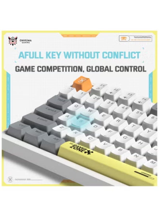 onikuma G58 Gaming Keyboard 75% USB Wired – BROWN Mechanical Switches Hot-Swappable – RGB Backlighted – 82 Keys English for PC, Desktop, Laptop, Mac | White - Image 4