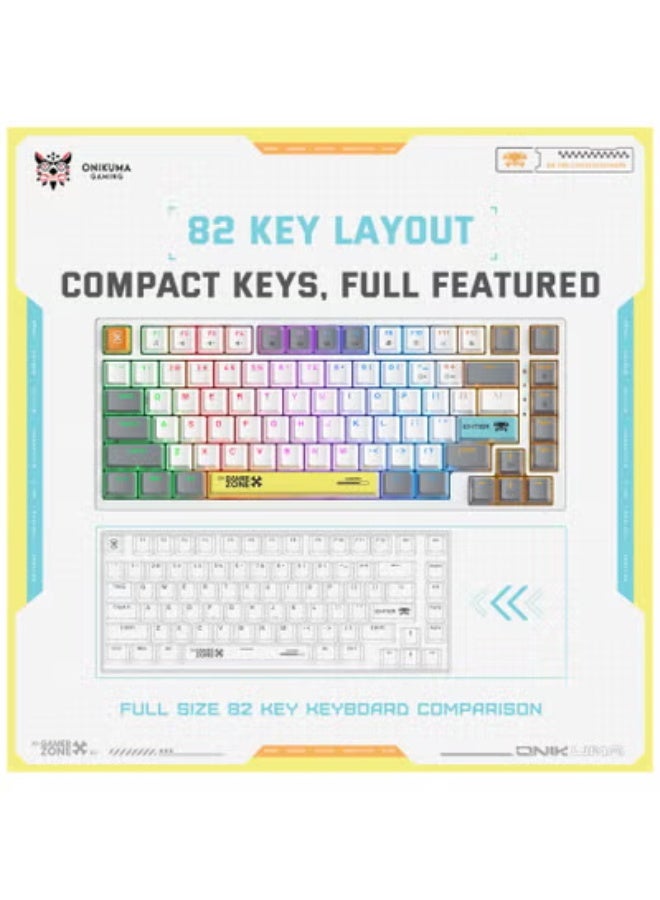 onikuma G58 Gaming Keyboard 75% USB Wired – BROWN Mechanical Switches Hot-Swappable – RGB Backlighted – 82 Keys English for PC, Desktop, Laptop, Mac | White - Image 2