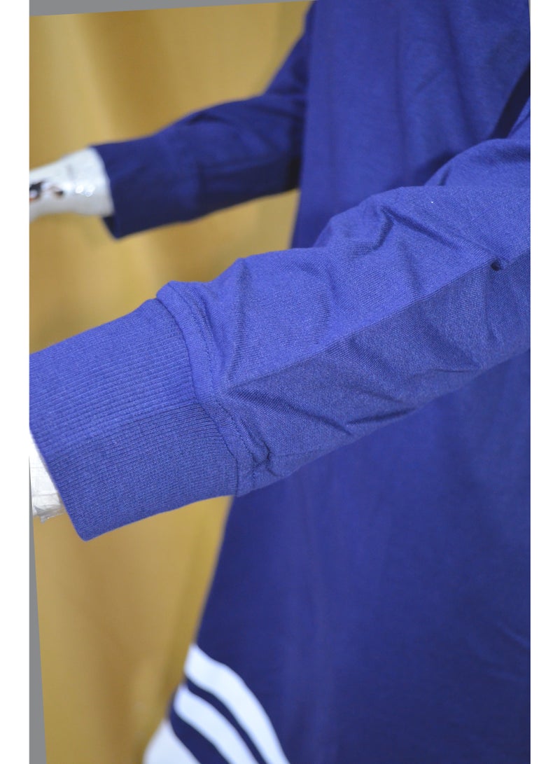Zainah Elegant Relaxed Fit Dress - Long Sleeve, Pockets & Contrast Hem - Image 2