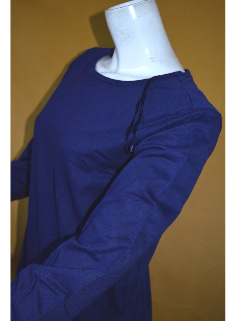 Zainah Elegant Relaxed Fit Dress - Long Sleeve, Pockets & Contrast Hem - Image 4