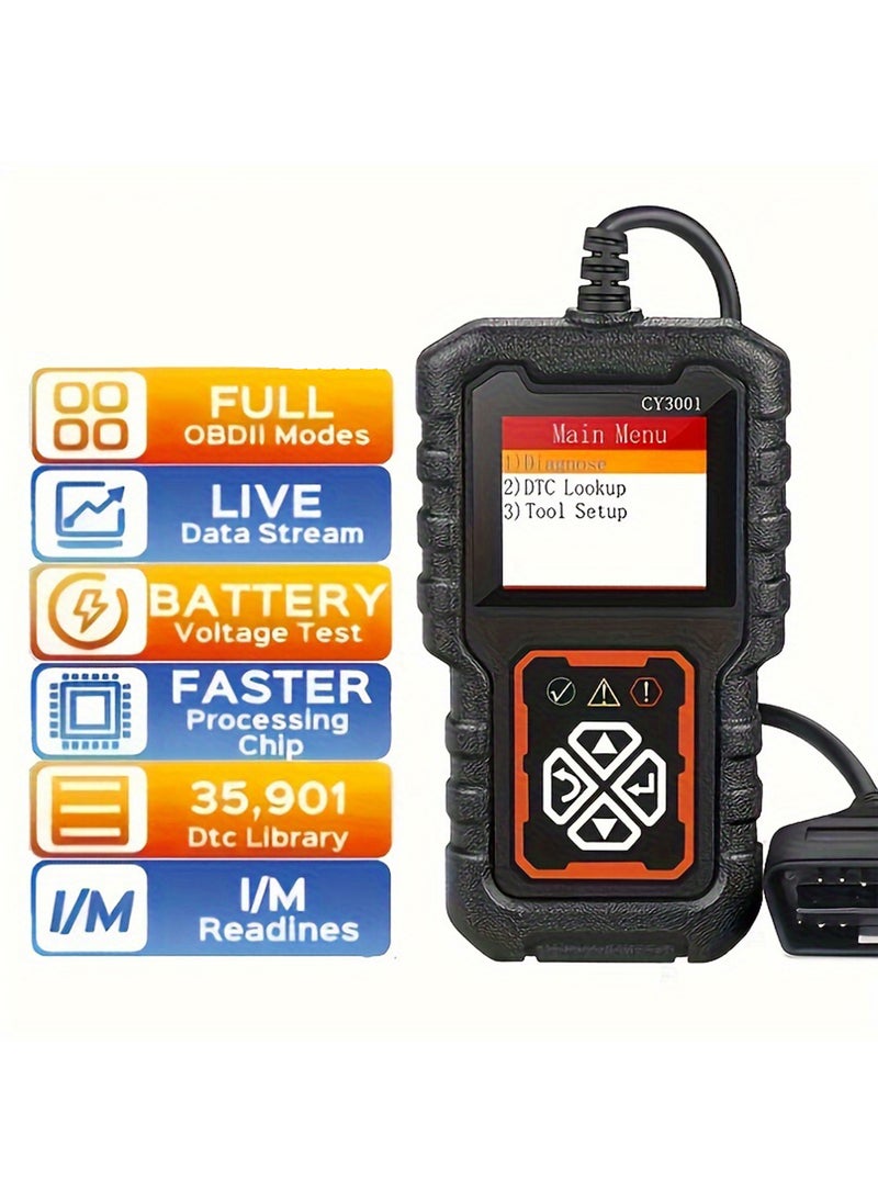 Car OBD2 Code Scanner Diagnostic Scanner Code Reader Erase Engine Fault Code Read Code Erase Code Battery Test Engine Light Can Diagnose Scan Tool For All OBD II Protocol Cars Since 1996