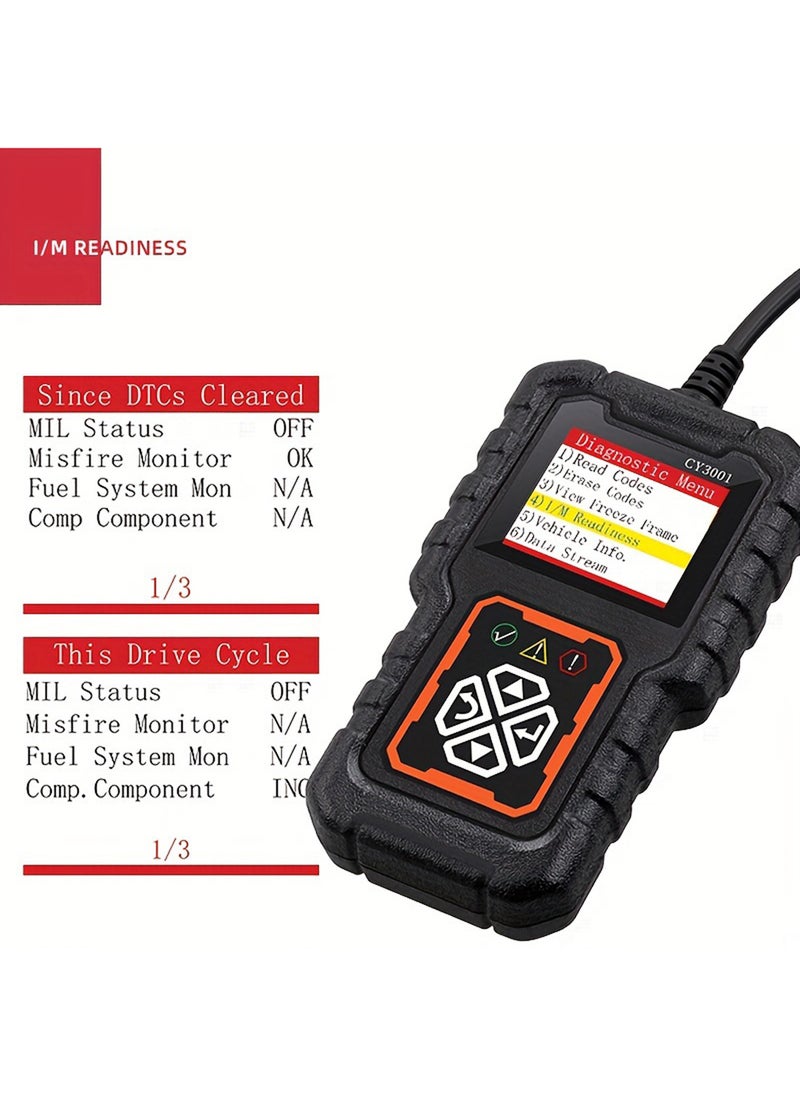 Car OBD2 Code Scanner Diagnostic Scanner Code Reader Erase Engine Fault Code Read Code Erase Code Battery Test Engine Light Can Diagnose Scan Tool For All OBD II Protocol Cars Since 1996