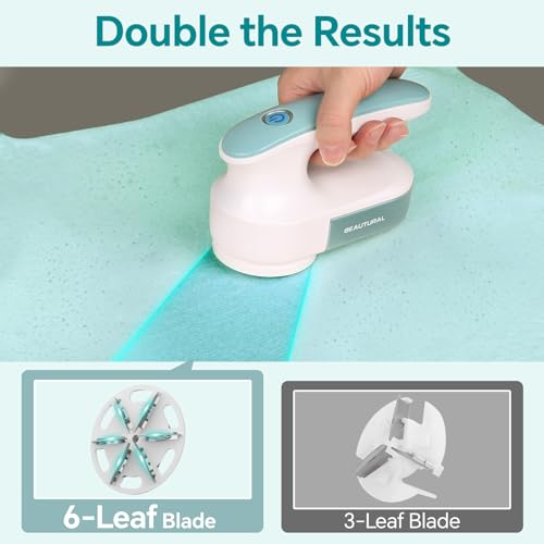 BEAUTURAL Fabric Shaver and Lint Remover, Rechargeable Sweater Defuzzer with 2 Speeds, 1 Replaceable 6-Leaf Blade, Remove Fuzz, Lint Balls, Pills, Bobbles for Clothes and Furniture - Image 2