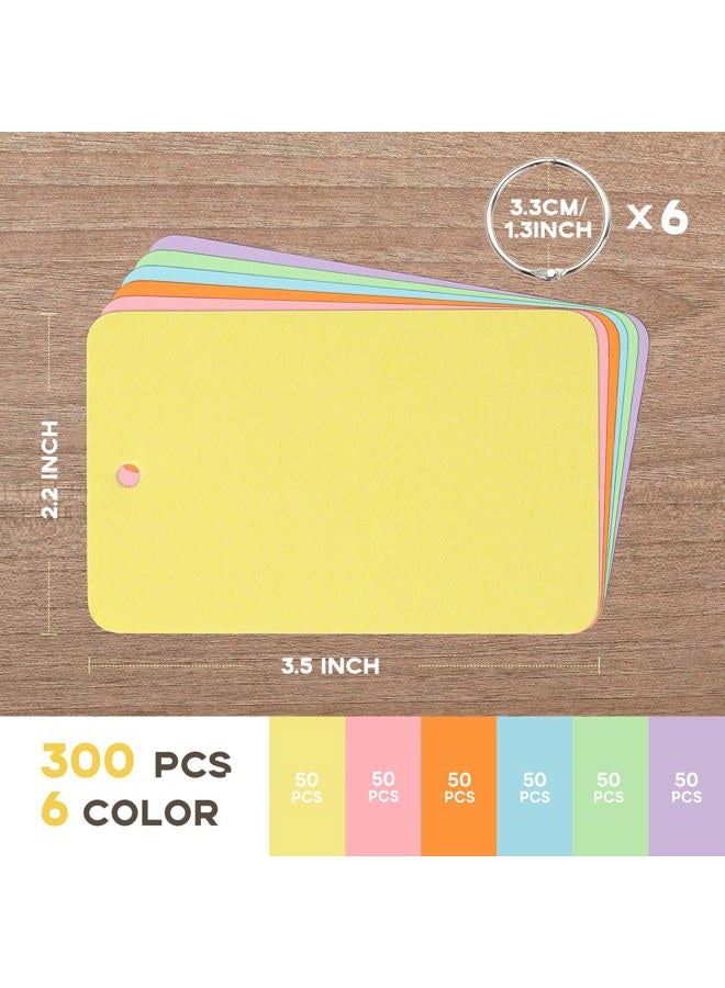 Goefun 300Pcs Colored Index Cards with Ring, Goefun Blank Flash Cards, 6 Color 2.2x3.5 Notecards for Study Cards, Vocabulary Cards, Memo Cards, Bookmark, Greeting Cards - Image 2