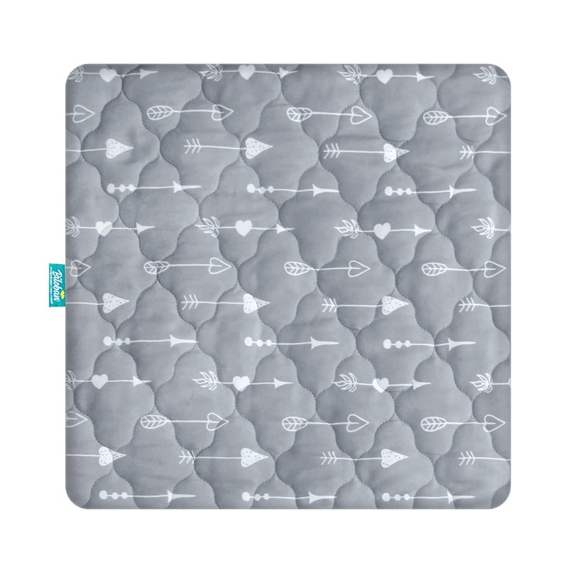 Biloban Playard Mattress Cover -for Square Play Yard, Perfect for New Room2 / TotBloc Portable Playard, Waterproof, Ultra Soft, Fitted Playpen Mattress Cover, Grey - Image 1