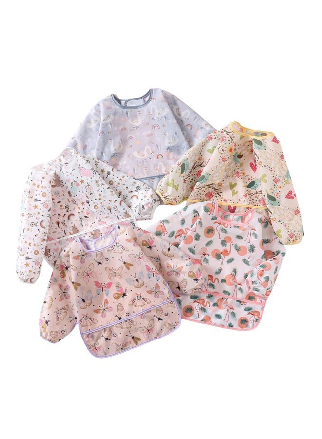 YeeLauf Sleeved Bib,5 Pack,Waterproof Shirt Bibs for Baby 3-24 Months Wipe Clean - Image 1