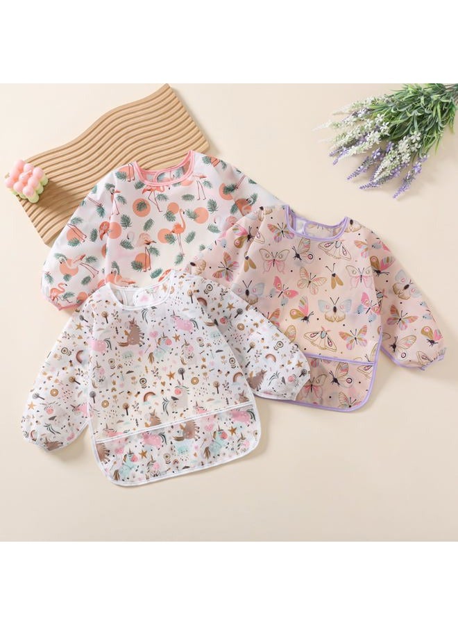 YeeLauf Sleeved Bib,5 Pack,Waterproof Shirt Bibs for Baby 3-24 Months Wipe Clean - Image 4
