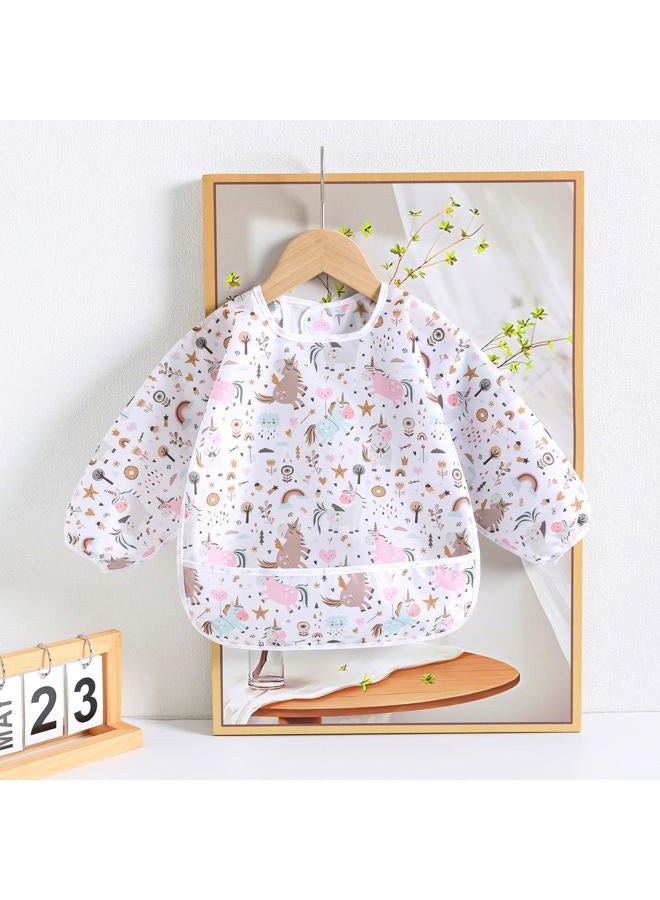 YeeLauf Sleeved Bib,5 Pack,Waterproof Shirt Bibs for Baby 3-24 Months Wipe Clean - Image 2