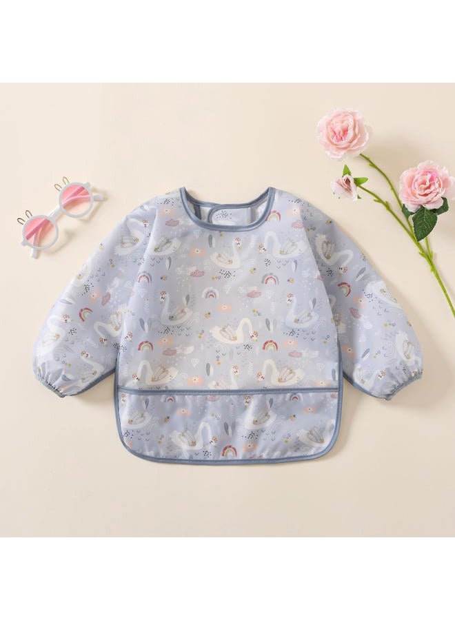 YeeLauf Sleeved Bib,5 Pack,Waterproof Shirt Bibs for Baby 3-24 Months Wipe Clean - Image 3