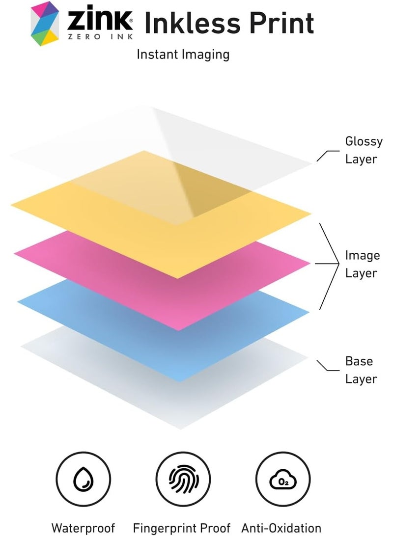 تيليسن ورق تصوير لين × تيليسِن زينك 2×3 بوصة، 50 ورقة لاصقة مقاومة للماء والتلطخ والتمزق، ورق صور فوري للطابعة، دفاتر الذكريات، الأعمال اليدوية - Image 3