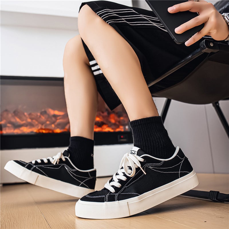 Men's Breathable Canvas Low Top Sneakers - Image 4