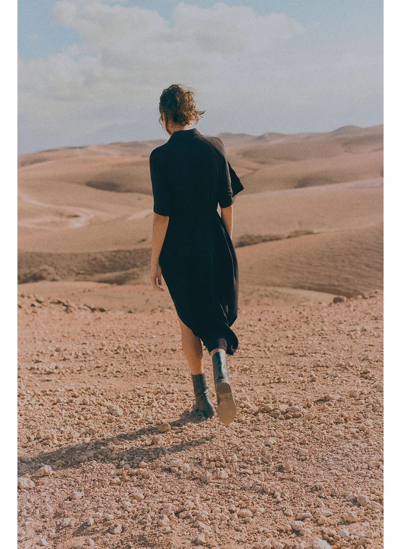 اتش اند ام Tie-belt shirt dress