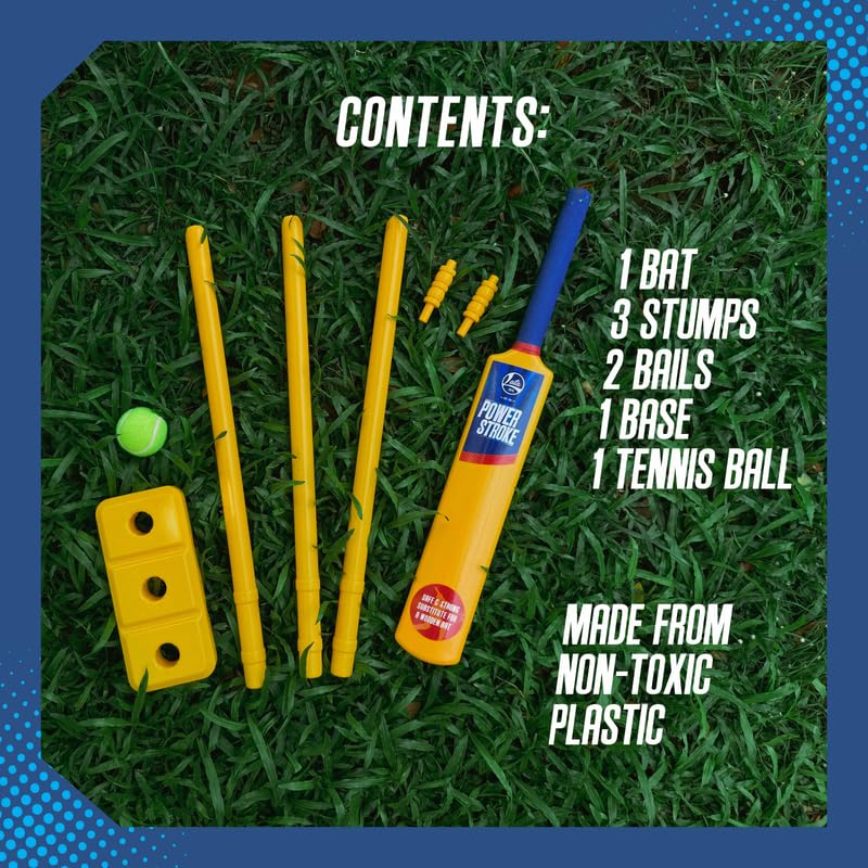 Lata Toys Powerstroke Junior Cricket Set for Kids (Age 5+) | Durable Plastic Cricket Bat, Soft Ball & 3 Stumps with Stand | Safe & Lightweight Kids Cricket Kit for Indoor & Outdoor Play - Image 3