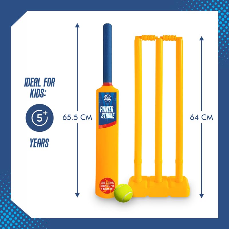 Lata Toys Powerstroke Junior Cricket Set for Kids (Age 5+) | Durable Plastic Cricket Bat, Soft Ball & 3 Stumps with Stand | Safe & Lightweight Kids Cricket Kit for Indoor & Outdoor Play - Image 2