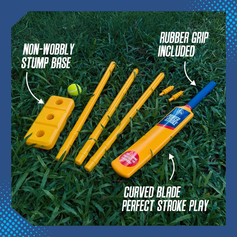 Lata Toys Powerstroke Junior Cricket Set for Kids (Age 5+) | Durable Plastic Cricket Bat, Soft Ball & 3 Stumps with Stand | Safe & Lightweight Kids Cricket Kit for Indoor & Outdoor Play - Image 4