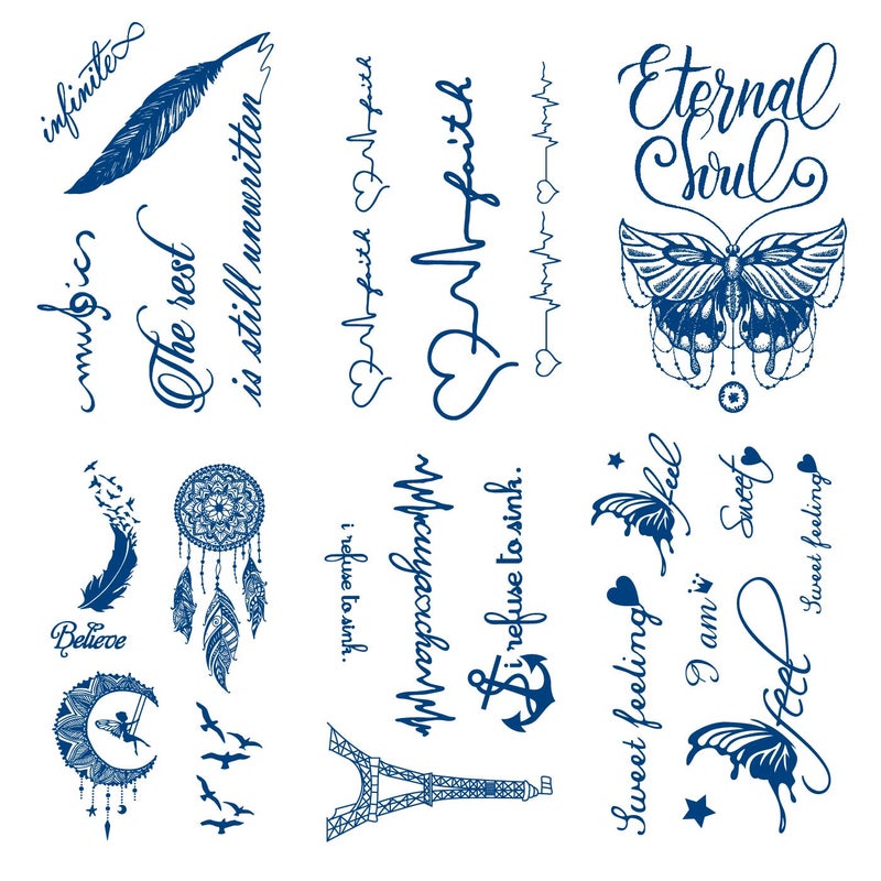 Semipermanent English Words Temporary Tattoos 6Sheet 2 Weeks Long Last Waterproof Eglish TattoosPlantBased Ink Tattoos Sticker for Adult Children