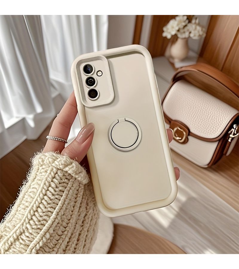 Ivory White Magnetic Car Mount Shockproof Dustproof Phone Case for Samsung Galaxy A14 4G Comprehensive Protection - Image 1