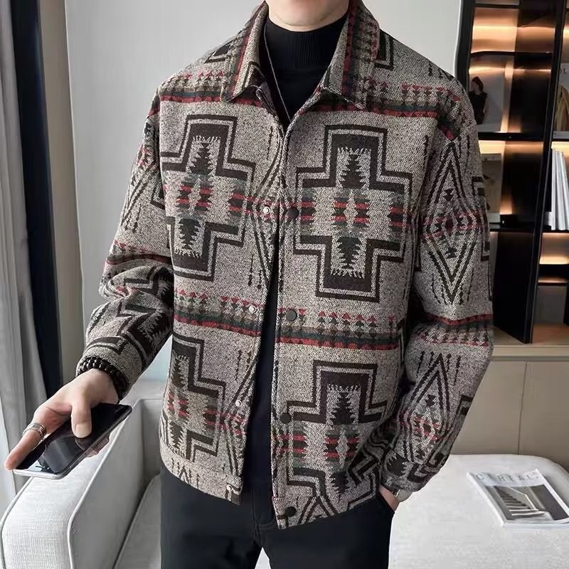 Spring and Autumn Boys Woolen Jacket Jacket Mens Handsome Light Mature Wind-wool Jacket Coffee