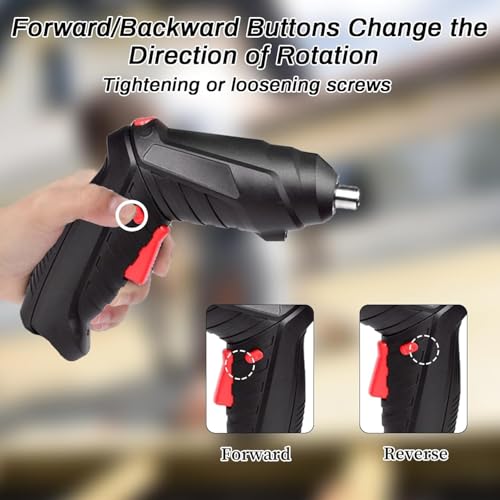 Shopper52 Rechargeable Electric Screwdriver - Black | USB Charging & LED Light | Lightweight Home Tool for Furniture Assembly & DIY - Image 5