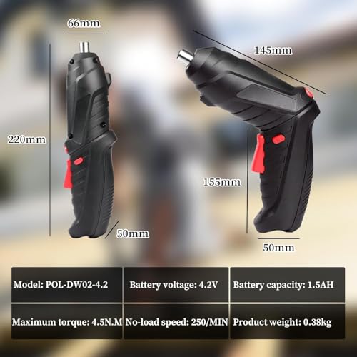 Shopper52 Rechargeable Electric Screwdriver - Black | USB Charging & LED Light | Lightweight Home Tool for Furniture Assembly & DIY - Image 3
