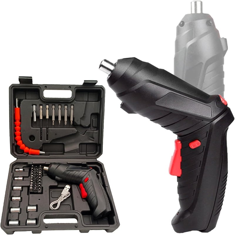 Shopper52 Rechargeable Electric Screwdriver - Black | USB Charging & LED Light | Lightweight Home Tool for Furniture Assembly & DIY - Image 1
