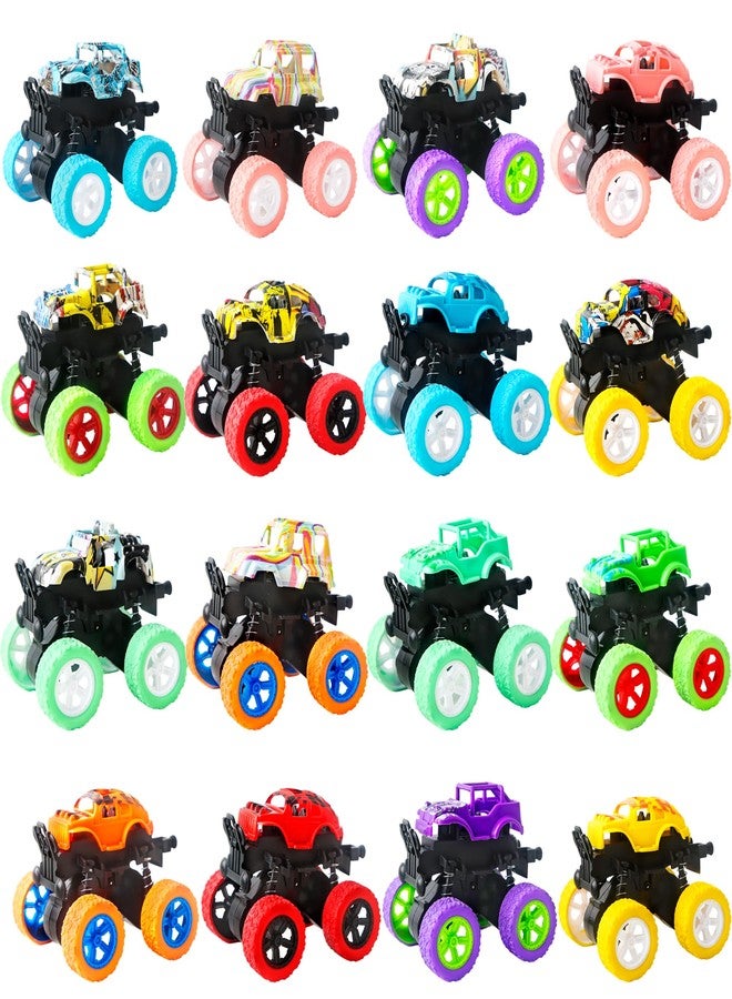 Hoarost 16 Pcs Mini Truck Toy Friction Powered Small Pull Back Truck Toys Push and Go Rotating Stunt Vehicles Toys for Boys and Girls Birthday Gifts Party Supplies, 16 Styles - Image 1