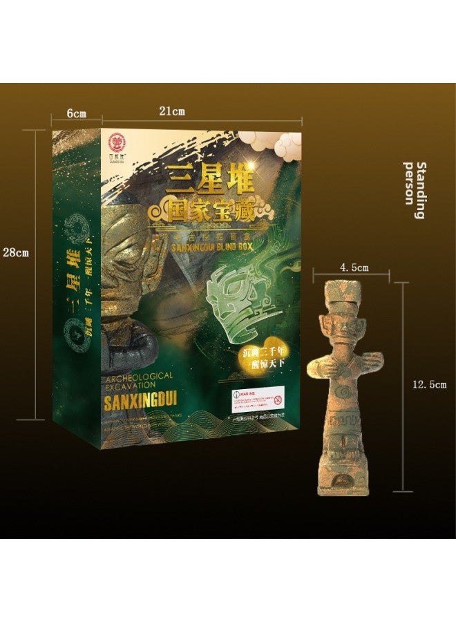 Ancient Shu Sanxingdui Bronze Museum Archaeological Excavation Blind Box Tide Play Cultural Relics Small Ornaments Children's Educational Toys-color:Gift Box-flat Top Golden Face Man  - Image 4