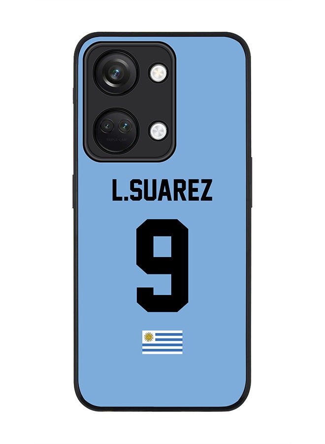 Stylizedd Rugged Black edge case for ONEPLUS NORD 3 5G / OnePlus Ace 2V, Slim fit Soft Case Flexible Rubber Edges Anti Drop TPU Gel Thin Cover -  Football Team - Uruguay , Player Name - L.Suarez - Image 1